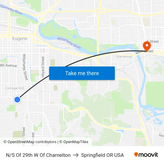 N/S Of 29th W Of Charnelton to Springfield OR USA map