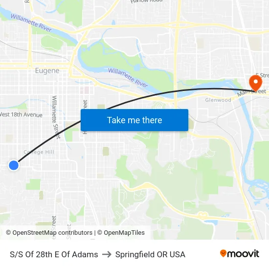 S/S Of 28th E Of Adams to Springfield OR USA map