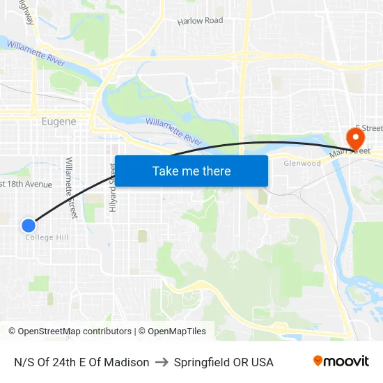N/S Of 24th E Of Madison to Springfield OR USA map
