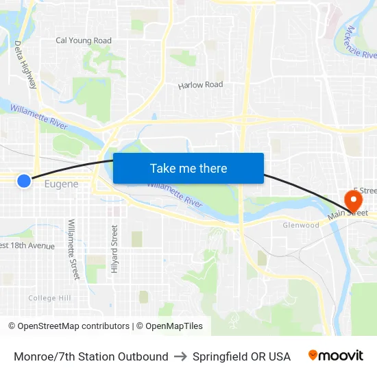 Monroe/7th Station Outbound to Springfield OR USA map