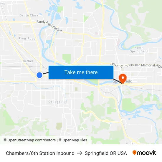 Chambers/6th Station Inbound to Springfield OR USA map