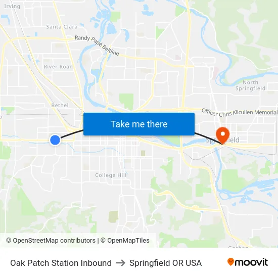 Oak Patch Station Inbound to Springfield OR USA map