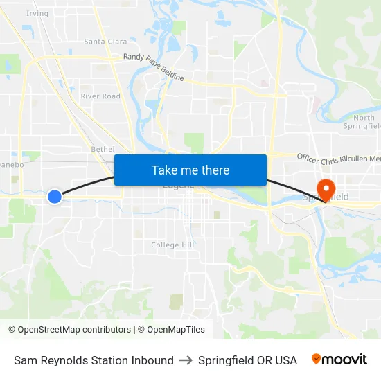 Sam Reynolds Station Inbound to Springfield OR USA map
