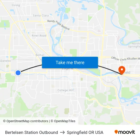 Bertelsen Station Outbound to Springfield OR USA map