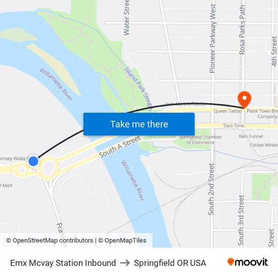 Emx Mcvay Station Inbound to Springfield OR USA map