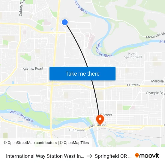 International Way Station West Inbound to Springfield OR USA map