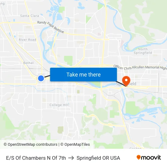 E/S Of Chambers N Of 7th to Springfield OR USA map