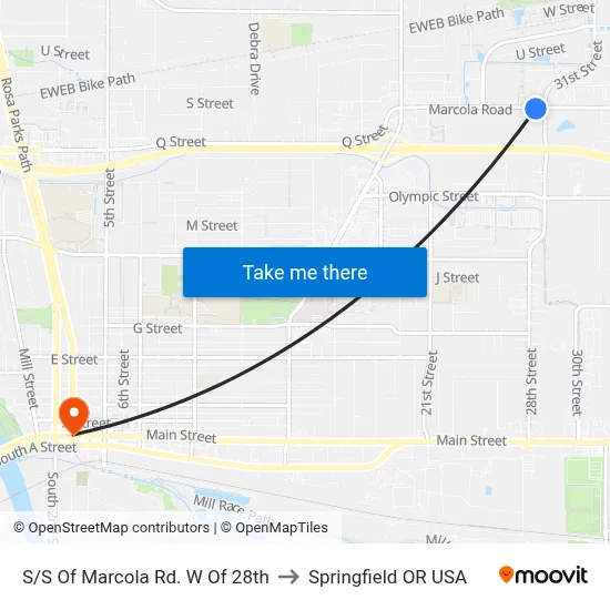 S/S Of Marcola Rd. W Of 28th to Springfield OR USA map