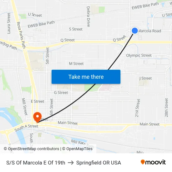 S/S Of Marcola E Of 19th to Springfield OR USA map