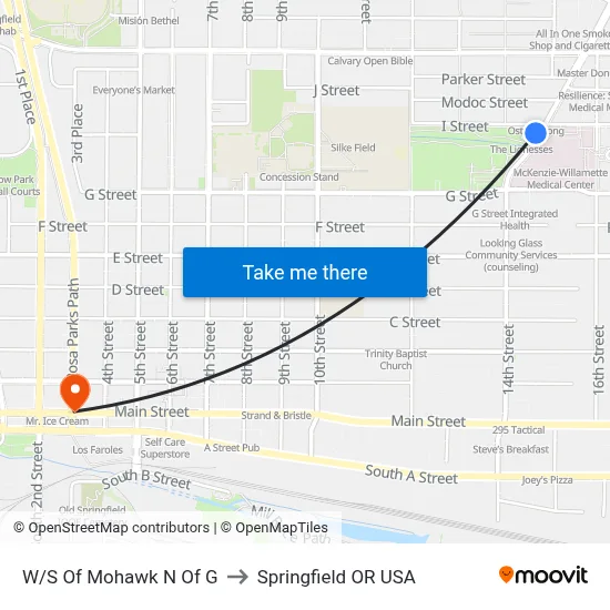 W/S Of Mohawk N Of G to Springfield OR USA map