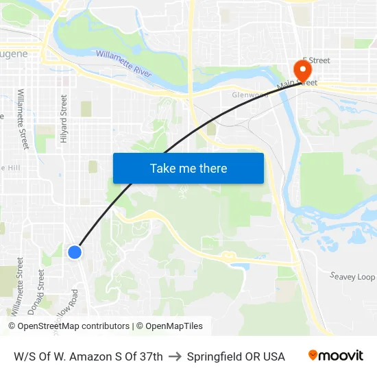 W/S Of W. Amazon S Of 37th to Springfield OR USA map