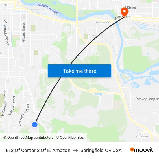 E/S Of Center S Of E. Amazon to Springfield OR USA map