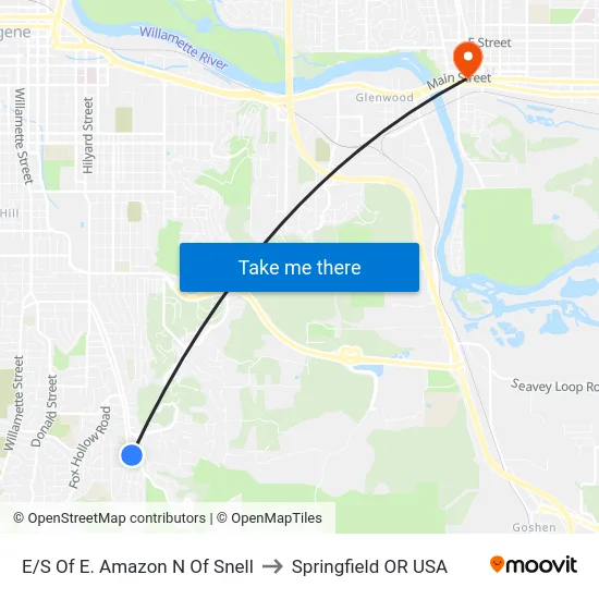 E/S Of E. Amazon N Of Snell to Springfield OR USA map