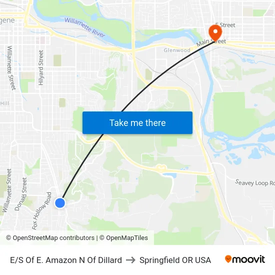 E/S Of E. Amazon N Of Dillard to Springfield OR USA map