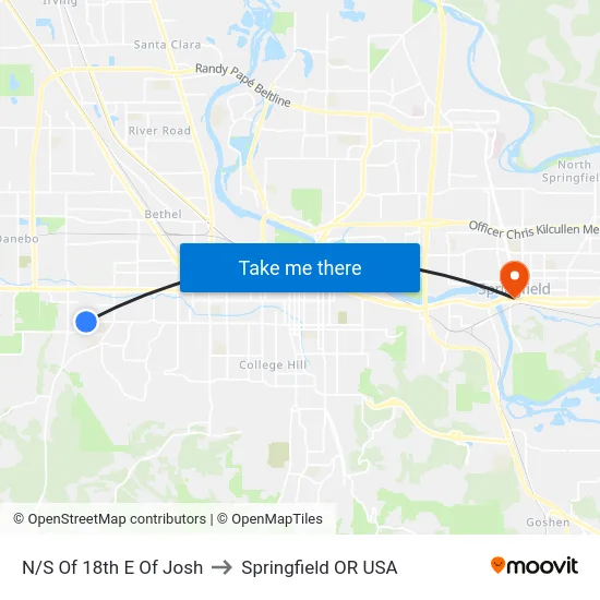 N/S Of 18th E Of Josh to Springfield OR USA map