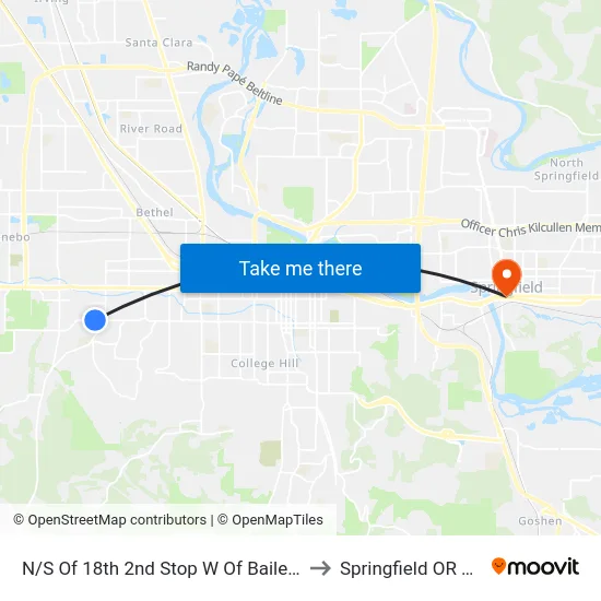 N/S Of 18th 2nd Stop W Of Bailey Hill to Springfield OR USA map