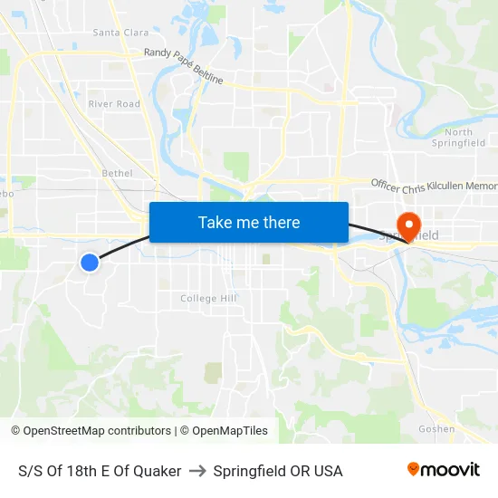 S/S Of 18th E Of Quaker to Springfield OR USA map