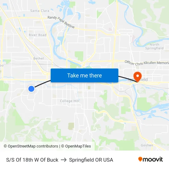 S/S Of 18th W Of Buck to Springfield OR USA map