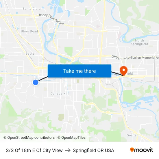 S/S Of 18th E Of City View to Springfield OR USA map