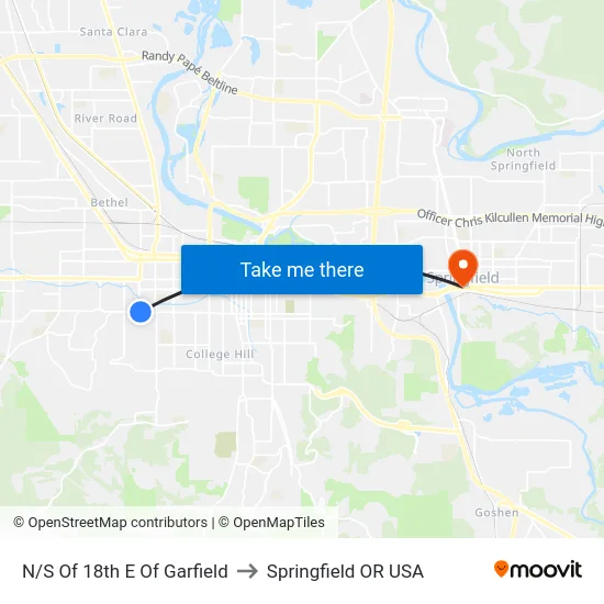 N/S Of 18th E Of Garfield to Springfield OR USA map
