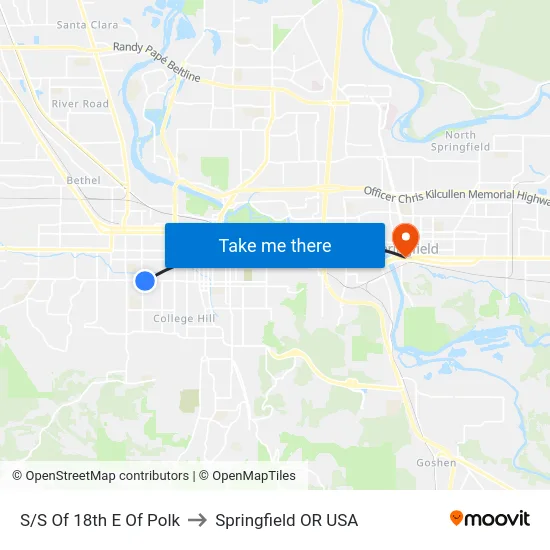 S/S Of 18th E Of Polk to Springfield OR USA map