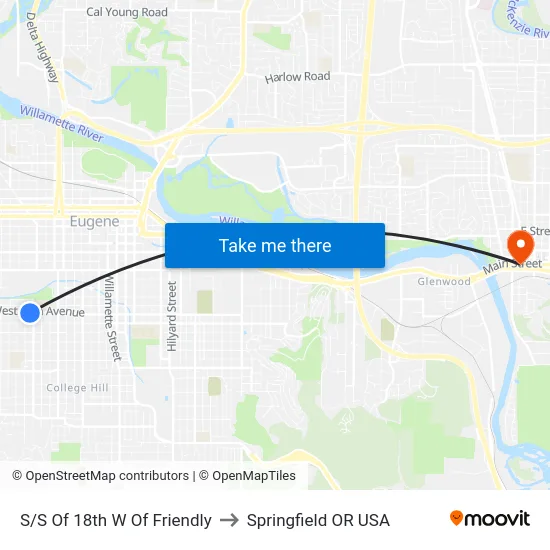 S/S Of 18th W Of Friendly to Springfield OR USA map