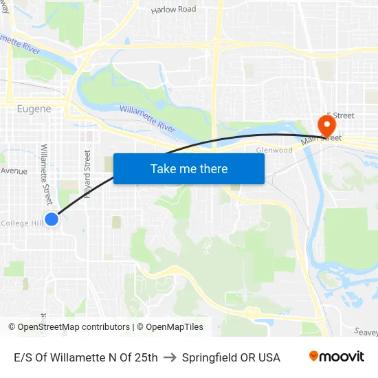 E/S Of Willamette N Of 25th to Springfield OR USA map