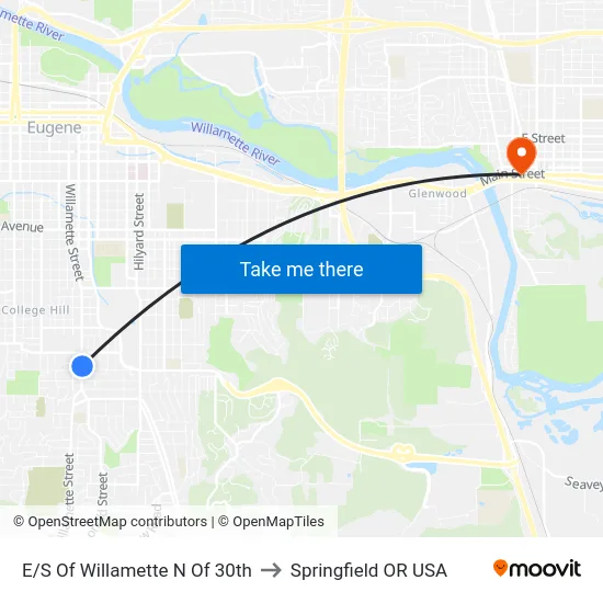 E/S Of Willamette N Of 30th to Springfield OR USA map