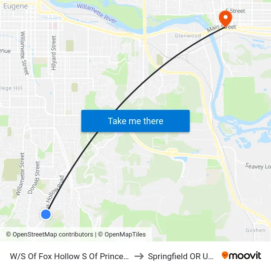 W/S Of Fox Hollow S Of Princess to Springfield OR USA map