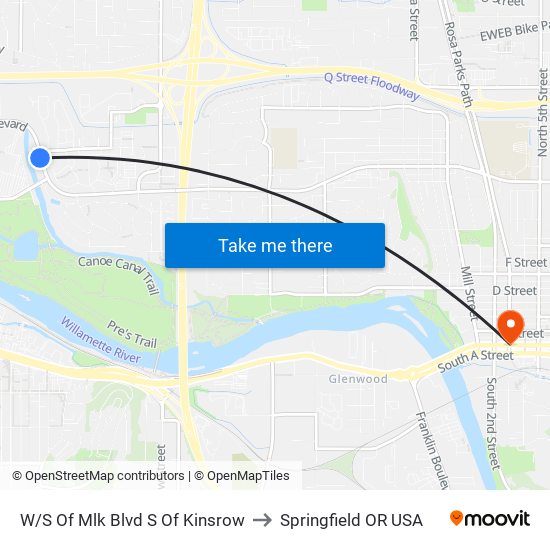 W/S Of Mlk Blvd S Of Kinsrow to Springfield OR USA map