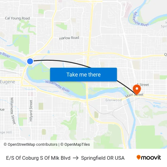 E/S Of Coburg S Of Mlk Blvd to Springfield OR USA map