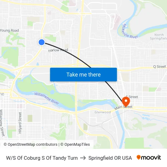 W/S Of Coburg S Of Tandy Turn to Springfield OR USA map