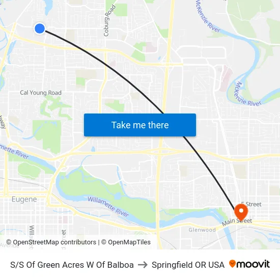 S/S Of Green Acres W Of Balboa to Springfield OR USA map
