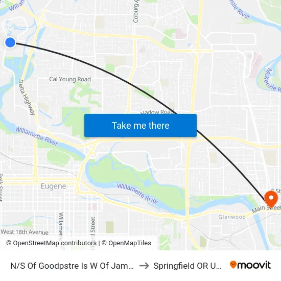 N/S Of Goodpstre Is W Of James to Springfield OR USA map