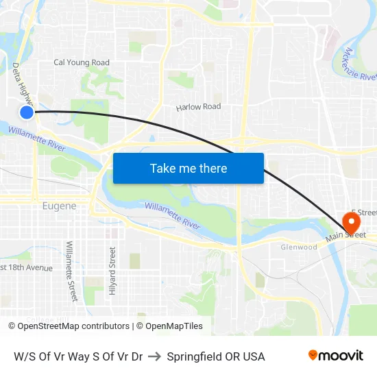 W/S Of Vr Way S Of Vr Dr to Springfield OR USA map