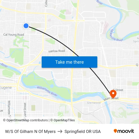 W/S Of Gilham N Of Myers to Springfield OR USA map