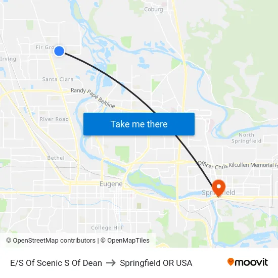 E/S Of Scenic S Of Dean to Springfield OR USA map