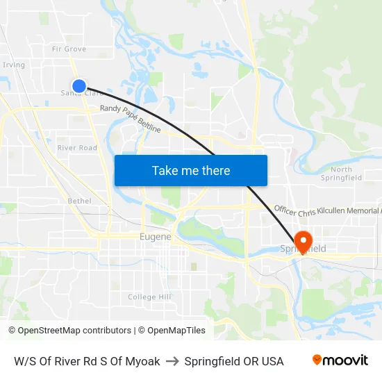 W/S Of River Rd S Of Myoak to Springfield OR USA map