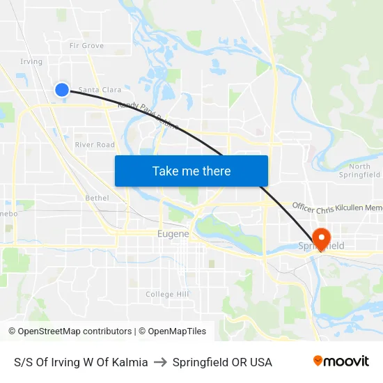 S/S Of Irving W Of Kalmia to Springfield OR USA map