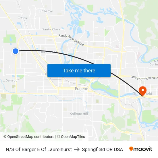 N/S Of Barger E Of Laurelhurst to Springfield OR USA map