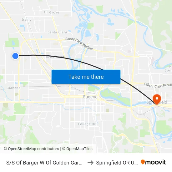 S/S Of Barger W Of Golden Gardens to Springfield OR USA map