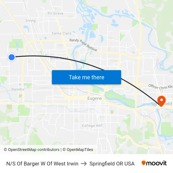 N/S Of Barger W Of West Irwin to Springfield OR USA map