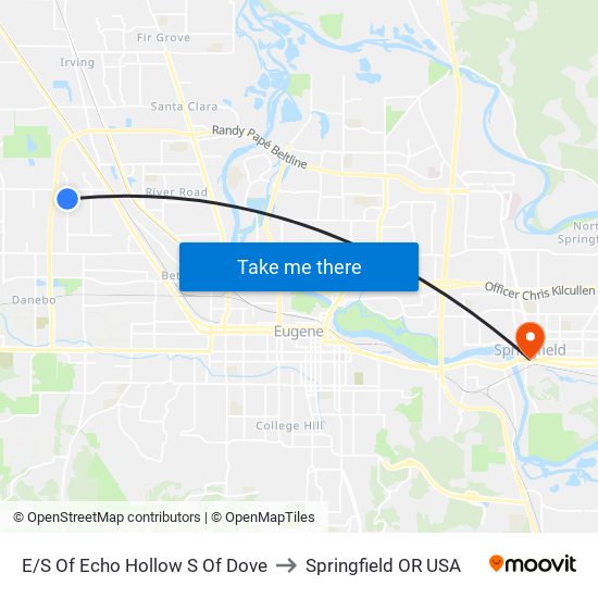 E/S Of Echo Hollow S Of Dove to Springfield OR USA map