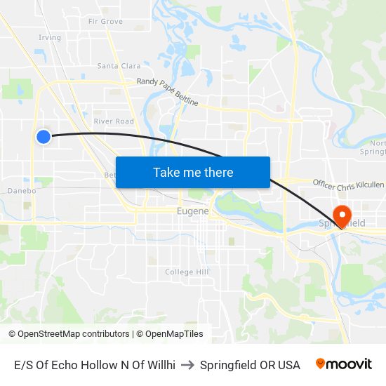 E/S Of Echo Hollow N Of Willhi to Springfield OR USA map