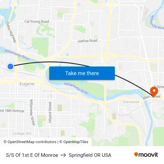 S/S Of 1st E Of Monroe to Springfield OR USA map