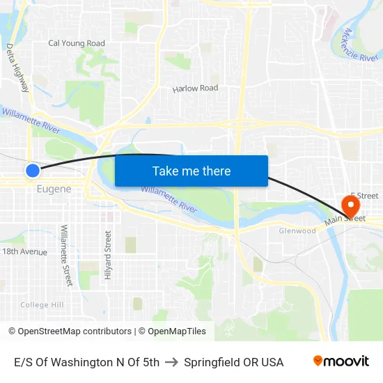 E/S Of Washington N Of 5th to Springfield OR USA map