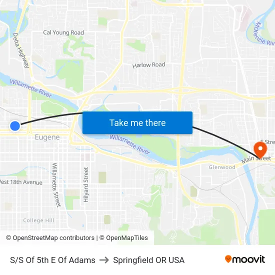 S/S Of 5th E Of Adams to Springfield OR USA map