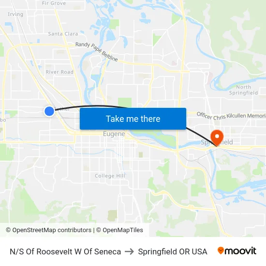 N/S Of Roosevelt W Of Seneca to Springfield OR USA map