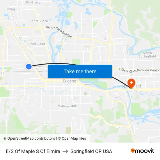 E/S Of Maple S Of Elmira to Springfield OR USA map
