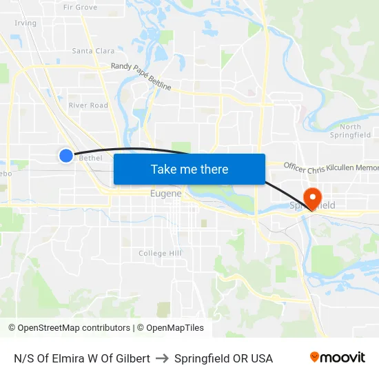 N/S Of Elmira W Of Gilbert to Springfield OR USA map